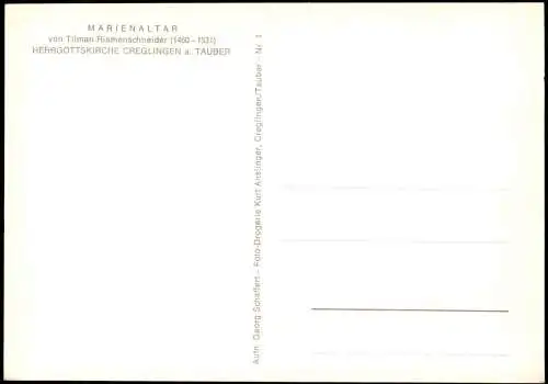 Ansichtskarte Creglingen Herrgottskirche MARIENALTAR 1960
