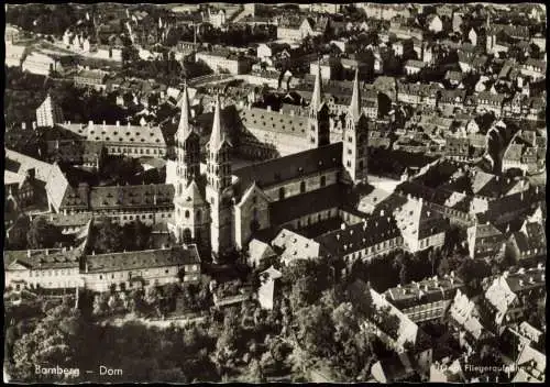 Ansichtskarte Bamberg Dom und Innenstadt vom Flugzeug aus, Luftaufnahme 1960