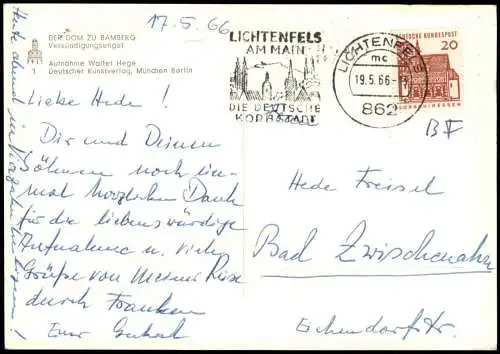 Ansichtskarte Bamberg Dom Verkündigungsengel 1966