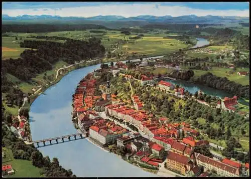 Burghausen Luftbild Luftaufnahme Ortsansicht vom Flugzeug aus 1970