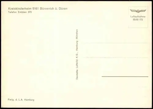 Bürvenich Zülpich Kreiskinderheim  ü. Düren vom Flugzeug aus, Luftaufnahme 1965