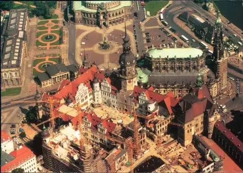 Dresden Luftbild - Schloß, Hofkirche, Theaterplatz, Italienisches Dörfchen 2000