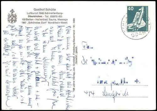 Ansichtskarte Oberkirchen-Schmallenberg Gatshof Schütte 1974