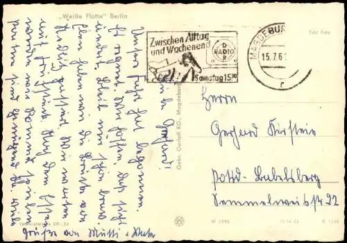 Ansichtskarte Berlin Weiße Flotte Berlin 5 Bild Schiff Deck und Kabinen 1960