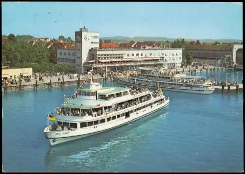 Ansichtskarte Friedrichshafen Motorschiff Stuttgart Hafenbahnhof 1978