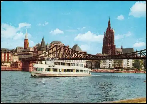 Ansichtskarte Frankfurt am Main Stadt und Fahrgastschiff Wikinger II 1978
