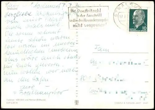 Ansichtskarte Stralsund 4 Bild Schiffe Weiße Flotte 1969
