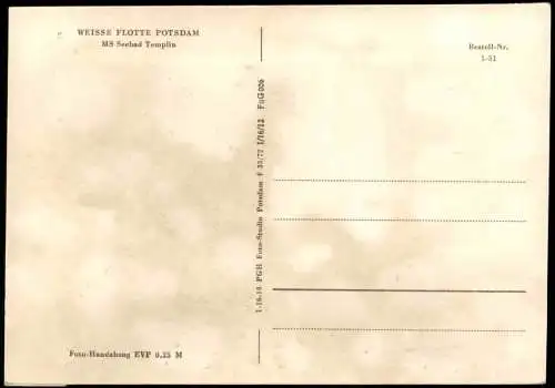 Ansichtskarte Templin WEISSE FLOTTE Motorschiff MS Seebad Templin 1972