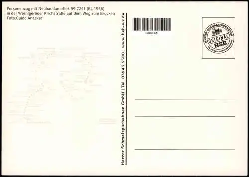 Wernigerode Dampflokomotive Neubaudampflok 99 7241 Kirchstraße 1999