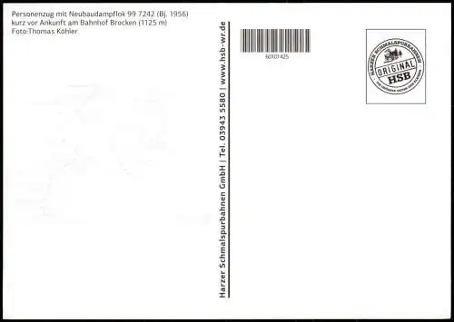 Ansichtskarte Ilsenburg (Harz) Neubaudampflok 99 724 Brocken Harz 2004