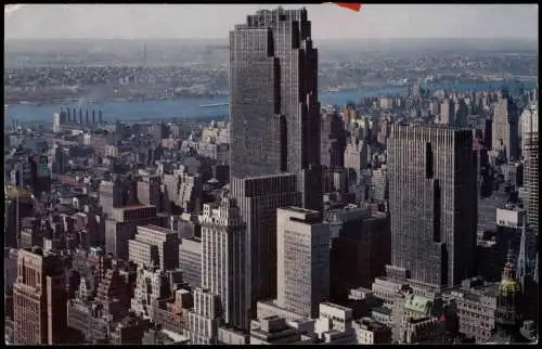 Postcard Manhattan-New York City Luftbild Areal View Midtown Skyline 1972