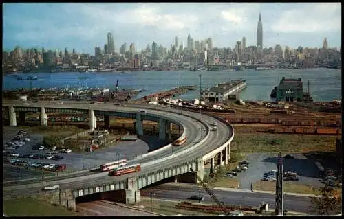 Postcard New York City LINCOLN TUNNEL APPROACH 1963