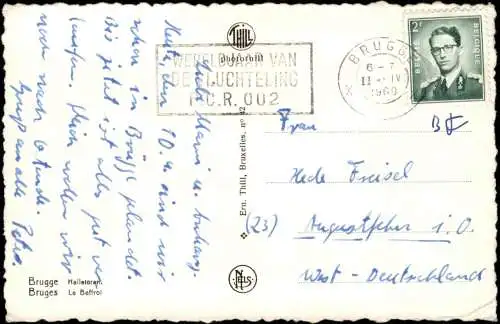 Postkaart Brügge Brugge | Bruges Le Beffroi Het Belfort en de Hallen 1960