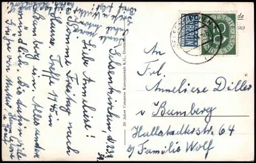 Ansichtskarte  Ich komme! Eisenbahn Zug Dampf-Lokomotive 1954
