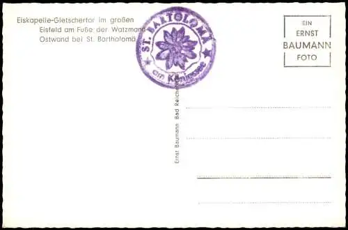 Bayern Eiskapelle-Gletschertor Eisfeld Fuße  Watzmann-Ostwand Bartholomä 1960