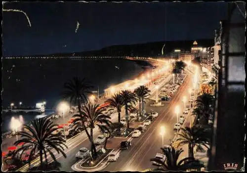 CPA Nizza Nice La Promenade des Anglais La nuit 1966