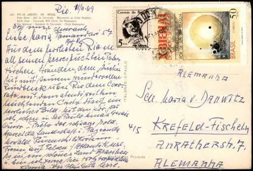 Postcard Rio de Janeiro Areal view - Luftbild 1969