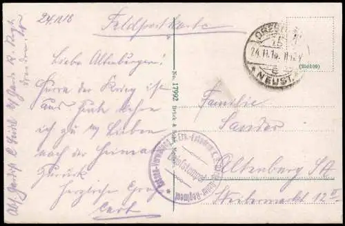 Ansichtskarte Altstadt Dresden Dampfschiff-Anlegeplätze 1914  gel. Feldpost WK1