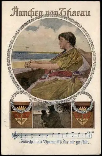 Ansichtskarte  Ännchen von Tharau Deutscher Schulverein Künstlerkarte 1918