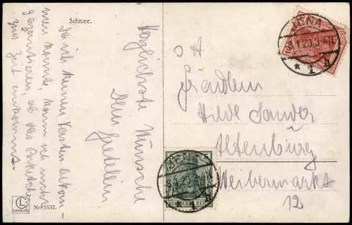 Ansichtskarte  Künstlerkarte Mann und Frau mit Schneebällen Schnee 1920