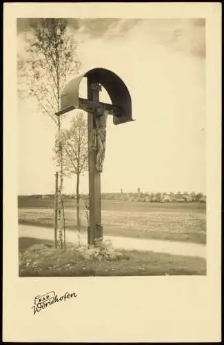 Ansichtskarte Bad Wörishofen Jesuskreuz am Wegesrand - Fotokarte 1951