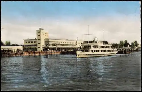 Ansichtskarte Friedrichshafen Hafenbahnhof Schiff Schwaben Colorfotokarte 1962