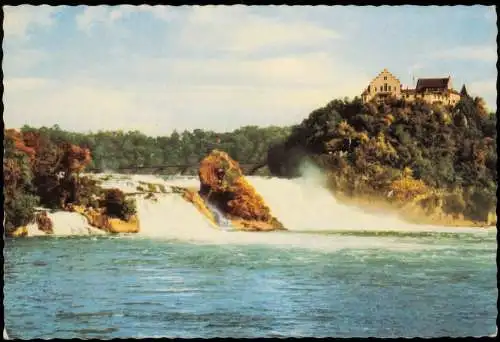 Ansichtskarte Laufen-Uhwiesen Rheinfall mit Schloß Laufen Colorfotokarte 1963