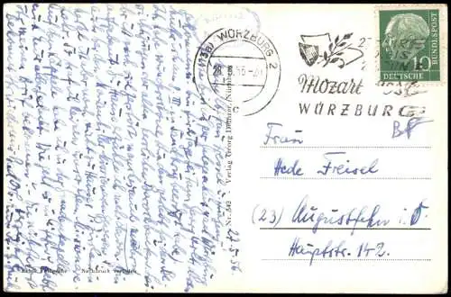 Ansichtskarte Würzburg Käppele - Wallfahrtskirche Mariä Heimsuchung 1956