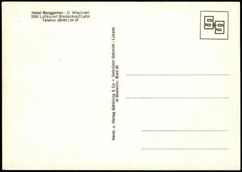 Ansichtskarte Biedenkopf Hotel Berggarten - E. Wiszinski 1970