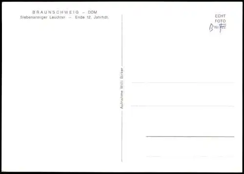 Ansichtskarte Braunschweig Dom Innenansicht Siebenarmiger Leuchter 1960