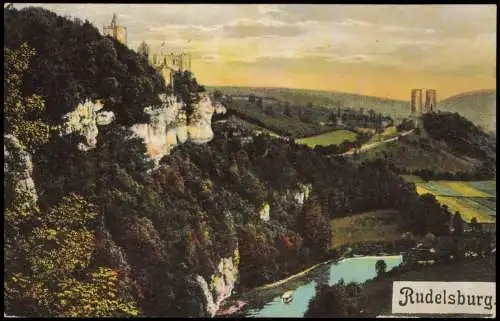 Ansichtskarte Saaleck-Bad Kösen Partie an der Rudelsburg 1924