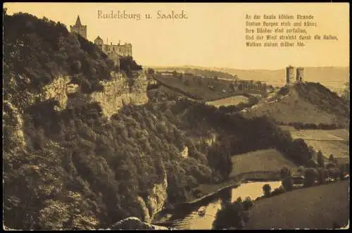 Ansichtskarte Saaleck-Bad Kösen Rudelsburg u. Saaleck Text 1915