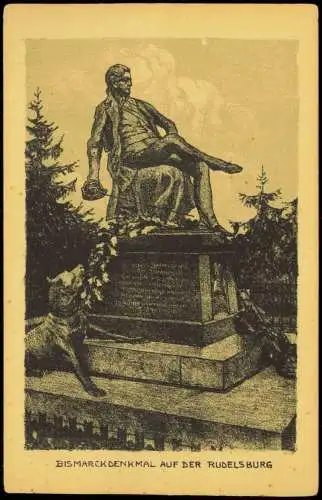 Saaleck-Bad Kösen Künstlerkarte Bismarck auf der Rudelsburg 1915