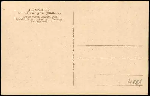 Ansichtskarte Uftrungen-Südharz Gipshöhle Heimkehle Wanderer am Seeauge 1923