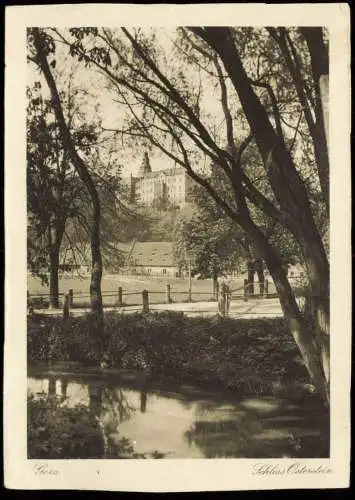 Ansichtskarte Gera Schloss Osterstein Weg Fluß 1928