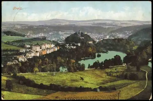 Ansichtskarte Greiz Fernblick auf die Stadt 1907