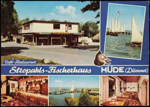 Ansichtskarte Hüde MB Cafe Stropahls Fischerhaus Dümmersee 1978