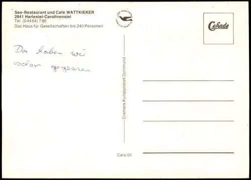 Ansichtskarte Harlesiel-Wittmund MB REstaurant Wattkieker Luftbild 1982