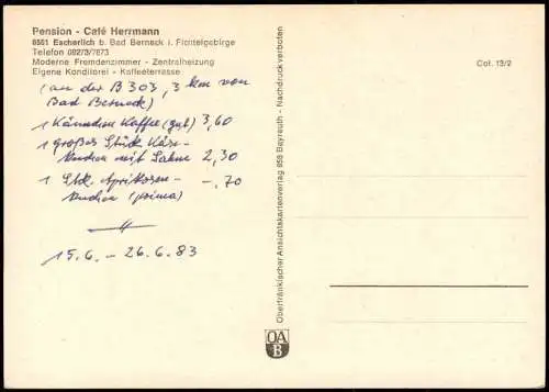 Ansichtskarte Escherlich Pension-Café Herrmann 4 Bild 1981