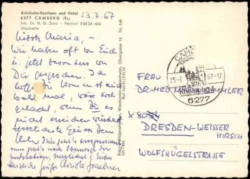 Ansichtskarte Camberg (Taunus) Autobahn-Rasthaus und Hotel 1967