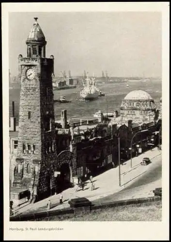 Ansichtskarte St. Pauli-Hamburg Landungsbrücken Schiff Werft 1950