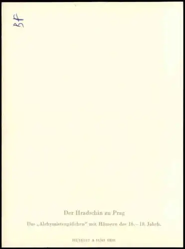 Burgstadt Prag Hradschin Hradčany Praha Das Alchymistengäßchen mit Häusern 1963