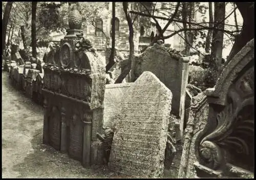 Postcard Prag Praha The Old Jewish cemetery Judaika 1963