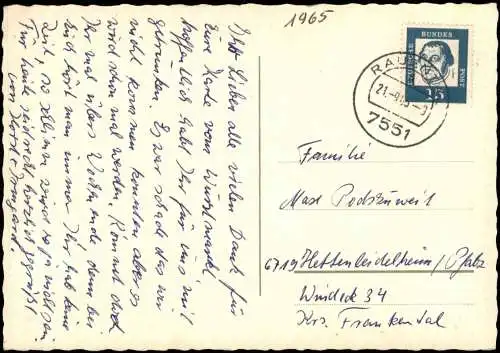 Ansichtskarte Rastatt Einsiedelner Kapelle Pagodenburg 1965