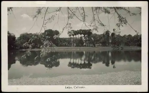 Postcard Kalkutta Kolkata Lake 1952  gel. Airmail