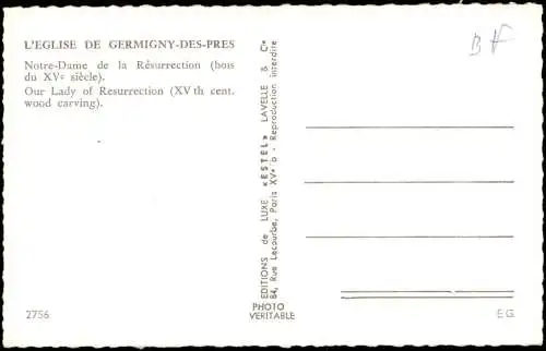 Germigny-des-Prés Notre-Dame de la Résurrection bois du XVe siècle 1962