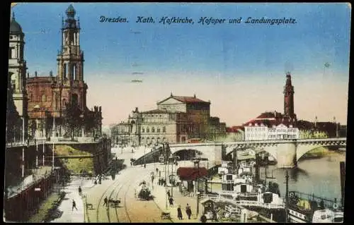 Ansichtskarte Dresden Hofoper Landungsplatz Fernheizkraftwerk 1918