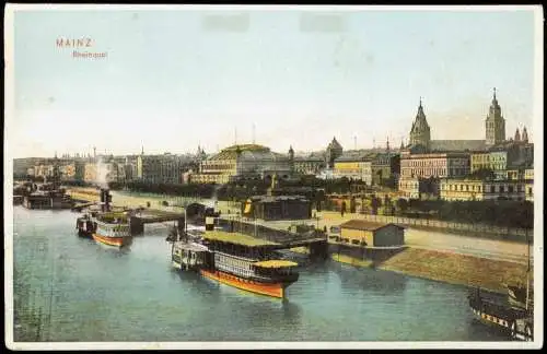 Ansichtskarte Mainz Rheinqual 1907