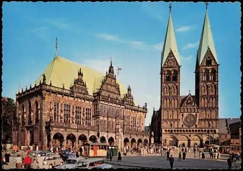 Ansichtskarte Bremen Rathaus Markt VW Käfer Stand 1964