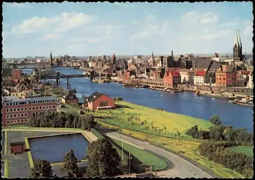 Ansichtskarte Bremen Weser und Stadtansicht 1962